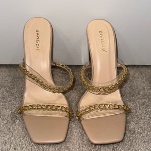 Bamboo open toe heel